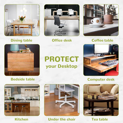 Eisdroma 39 x 79 Inch Clear Table Cover Protector, Clear Table Protector for Dining Room Table, 1.5mm Plastic Table Cover, Waterproof Table Pad for Kitchen, Office