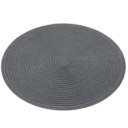 SHACOS Round Placemats Set of 6 Washable 15 inch Round Table Mats Cotton Polyester Woven Braided Place Mats for Dining Table (Charcoal Gray, 6)