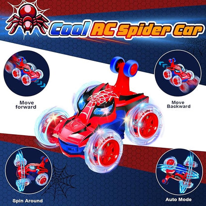 Kids Toys Spider RC Car for Boys 4-7 - Cool Spider Monster Remote Control Crawler Toy 360° Flip Fast Stunt &amp 4WD Light Up Wheel - Fun Boy Gift Idea for Birthday Chirstmas Stuff Age 3 4 5 6 7 8