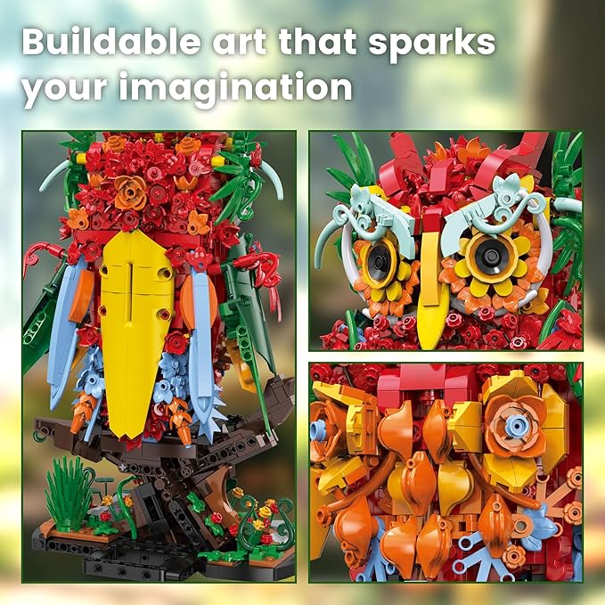 JOJO&ampPeach Flower Owl Animal Building Toys for Adults &amp Teens A Floral Bird Model Kit for The Home Decor &amp Office Display Botanical Collection Birthday Gift for Women Girls Aged 10+ (130