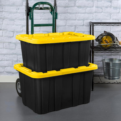 Sterilite 12-Pack Industrial Tote | Heavy-Duty Plastic Storage Bins with Lids - 27 Gallon for Organizing Closet, Bathroom, Office