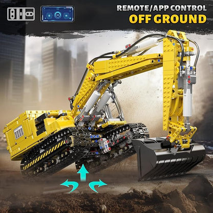 Mould King 13112 Upgraded RC Excavator Building Sets 2169+ Pieces Building Model Kits App Remote Control Construction Truck Excavator Science Kits with Motor STEM Engineering Toys for Teens Adults