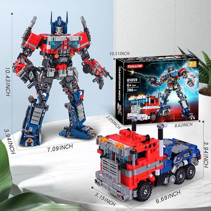 Transform Sets Robot Building Block Toys2 in 1 STEM Robotics Transforming Truck Mech Building kitCompatible with LegoChristmas Birthday Gift for Adults Boys Age 8-12 (Blue)