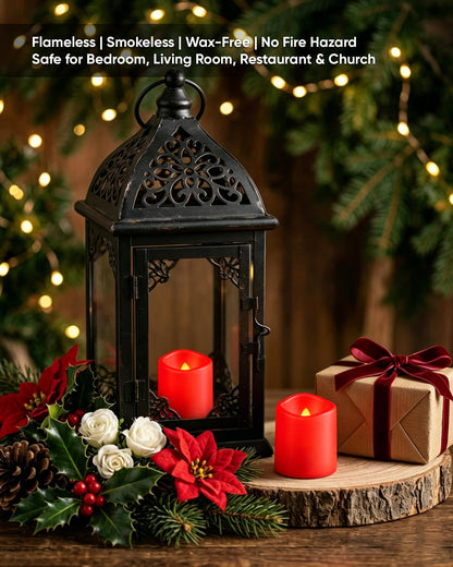 Homemory 24Pack Red Flickering Flameless Votive Candles, 200+Hour Electric Fake Candles, Battery Operated LED Tealight for Wedding, Outdoor, Table, Festival (Warm White,Battery Included)