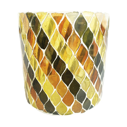 Creative Co-Op Round Glass Mosaic Votive Candleholder, Multicolor