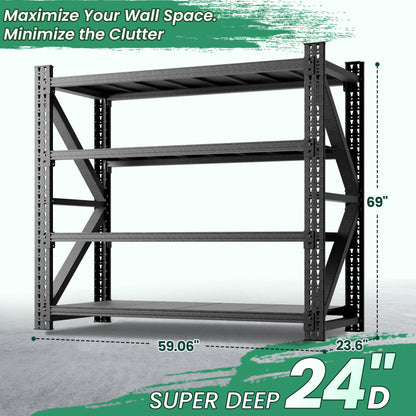 VIYET 4-Tier Heavy Duty Garage Shelving，Industrial Shelving for Home & Shop,Garage Storage Racks Heavy Duty Steel Shelves,Large Capacity Metal Rack for Garage,Basement,Pantry,Workshop