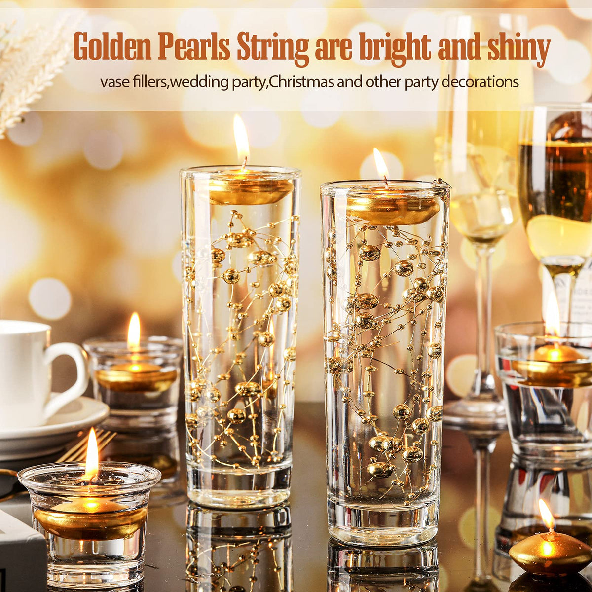Nuanchu 20 Pcs Mini Floating Candles Small Floating Unscented Candles Round Tea Lights Disc Smooth Wax for Pool Bathtub Dinner Wedding Home Favors(0.7 x 1.4 in,Gold)