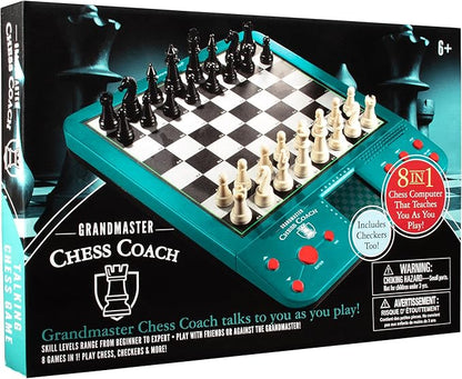 Electronic Chess Set for Kids &amp Adults- Grandmaster Game w Smart Computer Teaching Coach 100 Preset Lessons Beginner to Expert - 12 Modes 30 Skill Levels Why? Button + 8 Bonus Games Inc Checke