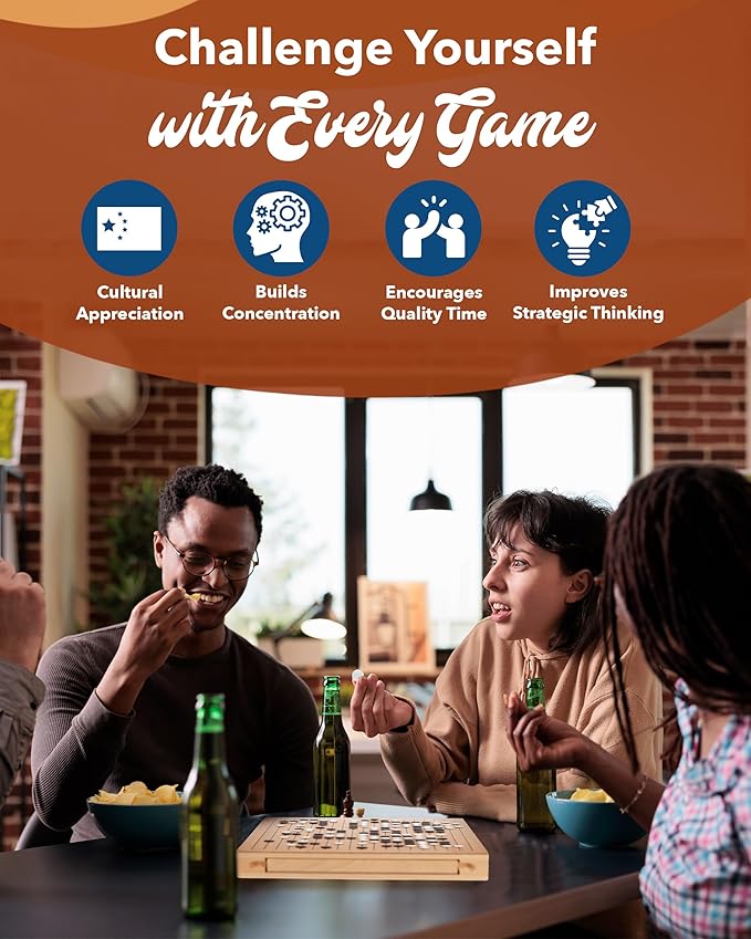 WE Games Go Game Set 12 Inch - Traditional Go Set with Pull-Out Storage Drawers Portable Wood Veneer Goban Strategy Board Games for Adults Go Board Game