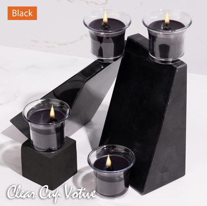 HYOOLA Clear Cup Scented Votive Candles - Black - 12 Hour Burn Time - 4 Pack - European Made
