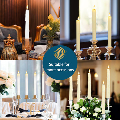 SEHNSY Dripless Flameless Taper Candles 9.6", Battery Operated LED Candles with Remote and Timer, Unique Candlesticks with 3D Flame for Wedding Decor, 6 Pack White