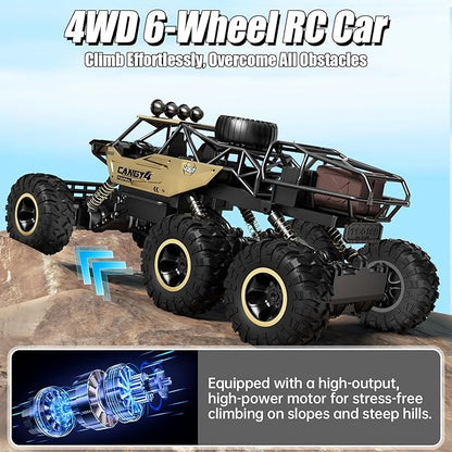 Remote Control Monster Truck RC Cars Rock Crawler RC Truck with 2 Rechargeable Batteries Metal Exterior &amp LED Lights Large Boy Toys for Ages 4-7 8-12 &amp Adults Great Gift