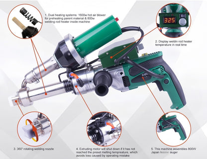 Handheld Plastic Welding Extruder Extrusion Gun for PP HDPE LDPE (110V Extruder)