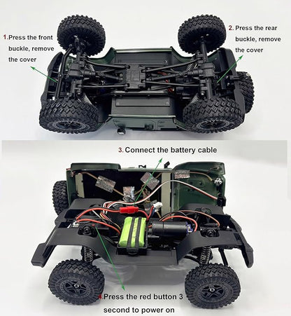 1/18 RC Crawler RC Jeep Remote Control Truck Off Road RC Rock Crawler 4x4 RTR All Terrain 370 Brushed Motor 2.4GHz Fully Proportional 3 Range Speed Upgrade Chassis Model Hobby Toy for Adult