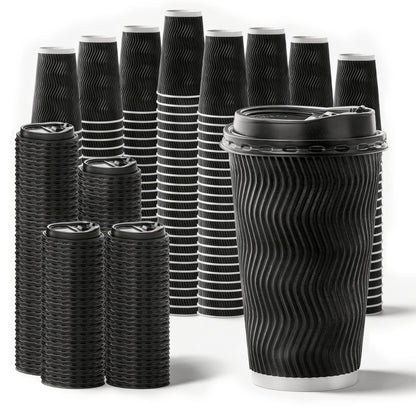 Commercial Coffee Urn 50 Cup/8L + 200-Pack 16oz Insulated Paper Cups with Lids | Complete Coffee Serving Bundle for Restaurant Catering, Church & Large Events
