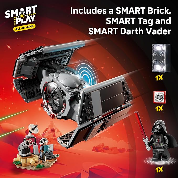 LEGO Star Wars SMART Play: Darth Vader’s TIE Fighter Interactive Building Toy - All-in-One Set - Reacts to How You Move and Play with a SMART Brick - Gift for Boys Girls and Kids Ages 8+ - 75421
