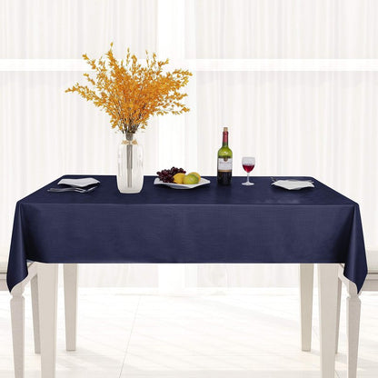 sancua 100% Waterproof Rectangle PVC Tablecloth - 70 x 108 Inch - Oil Proof Spill Proof Vinyl Table Cloth, Wipe Clean Table Cover for Dining Tables, Buffet Parties and Camping, Navy