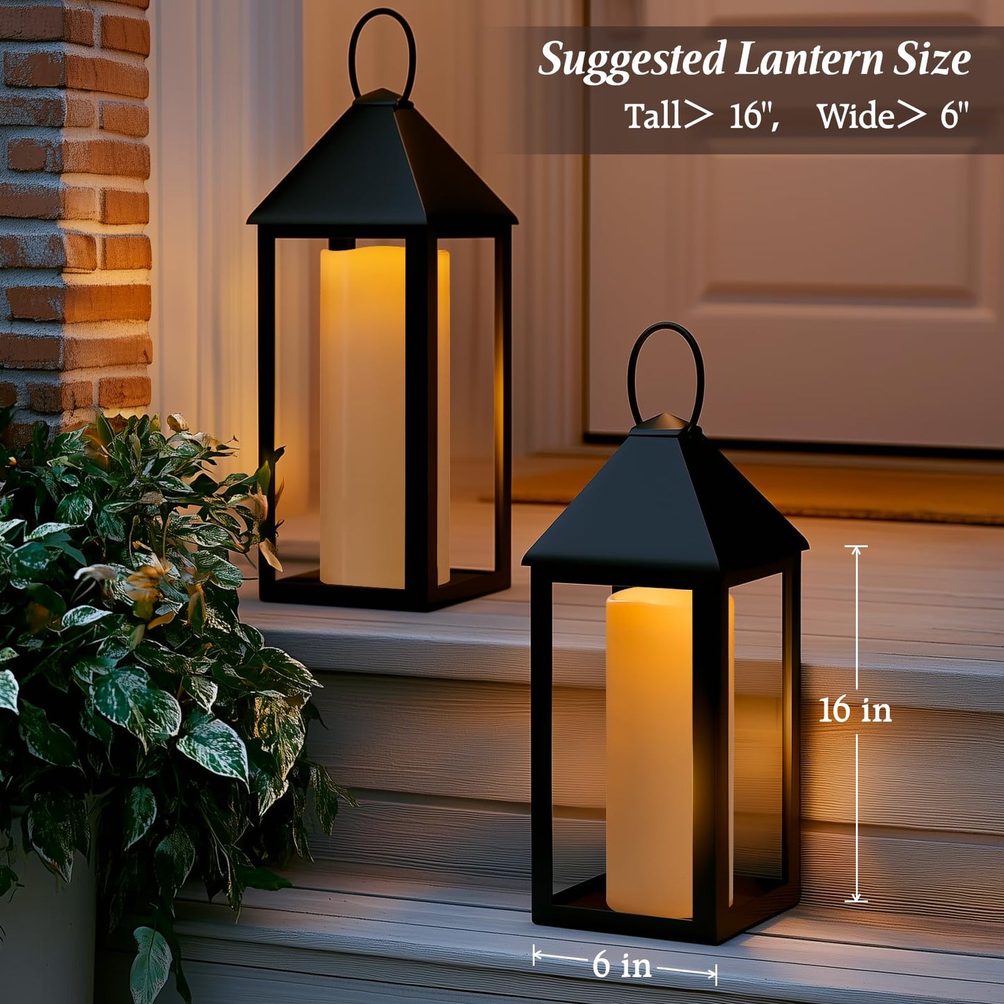 Yongmao 4" x 14" Large Waterproof Outdoor Flameless Candles Battery Operated LED Flickering Pillar Candles with Remote and Timer for Indoor Outdoor Lanterns, Off White, Long Lasting, Set of 2