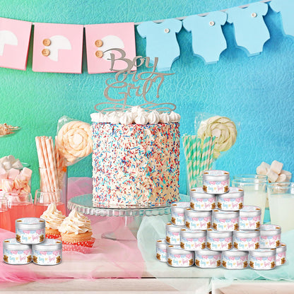 MTLEE 24 Pcs Gender Reveal Bear Baby Shower Party Favors Candles Lavender Scented Baby Shower Favors for Guests Rustic Tealights Candles Gender Reveal Return Gifts (1.2 oz, Blue and Pink)