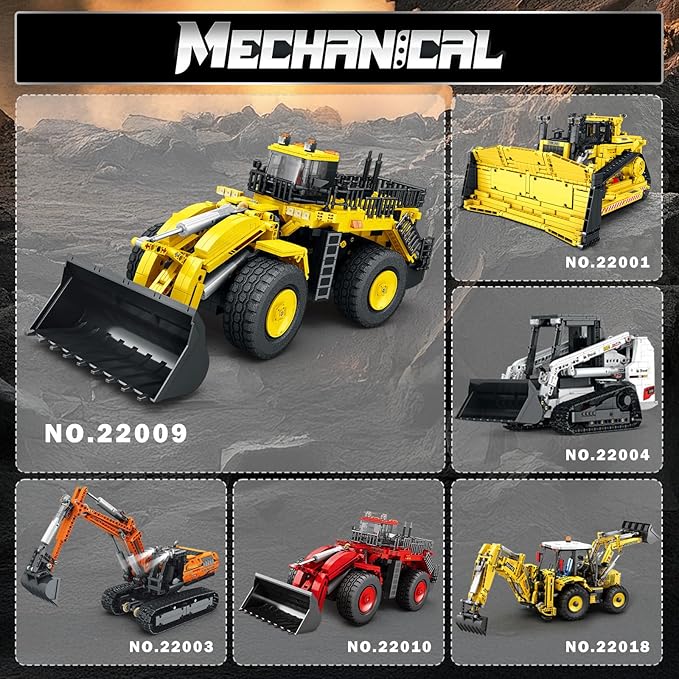 Reobrix Bulldozer Building Blocks Set 22009 Engineering Vehicle Model Kit for Adults Remote Control Excavator Toy with 4-Wheel Drive Gifts for Adults Ages 14+ 1876 Pieces