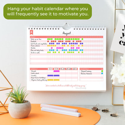 Clever Fox Habit Tracker Calendar – Inspirational Goal Tracker and Habit Calendar for Atomic Habits – Colorful Habit & Goal Planner Journal to Boost Productivity – 24 Months, 10″ x 8″ (Yellow)