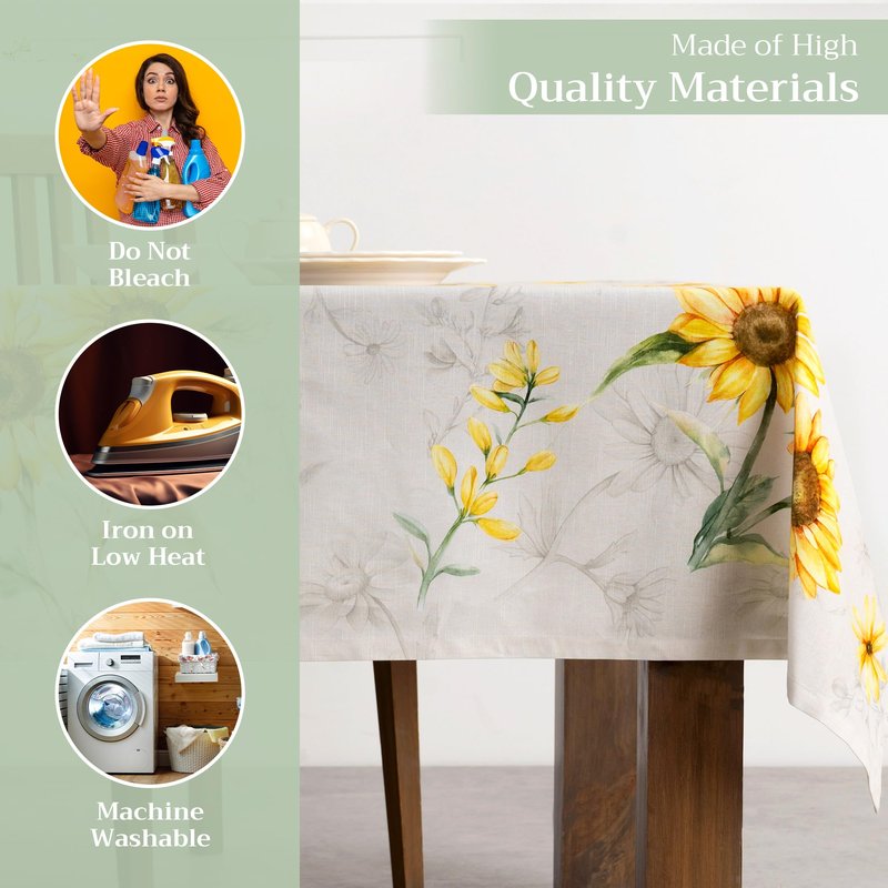 Maison d' Hermine Table Cloth Rectangle Table 100% Cotton 60 x 108 Inches Tablecloth Reusable Decorative for Dining Kitchen Room Farmhouse Home Gifts for Mothers Day Spring Summer - Candice