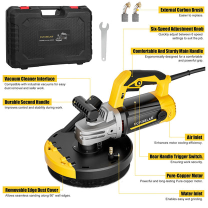 FUTURELAB® 7” 7-Inch Concrete Surface Grinder，Angle Grinder Kit with Dust Shroud, floor grinder, 2200W Motor,Auxiliary Handle, Diamond Wheel, 90° Seamless sanding for Floor, Wall, Adhesive and Ceiling