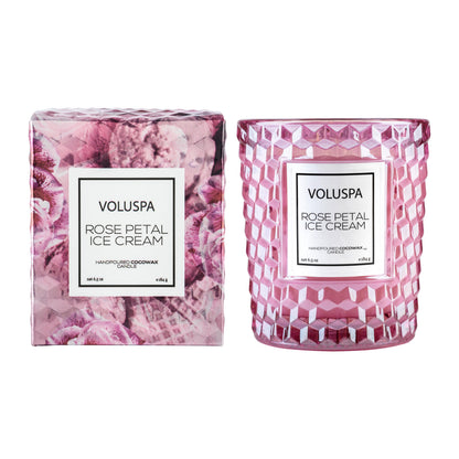 Voluspa Rose Petal Ice Cream, Classic Candle Jar, 6.5 Ounce, 40 Hour Burn Time, Coconut Wax for Clean Burning, Handcrafted in the USA