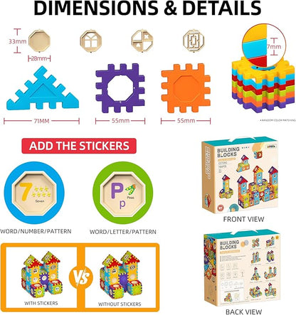 Building Blocks for Toddlers &amp Kids 186 Pcs Toy Building Sets – Colorfull STEM Educational Toys – Interlocking Building Blocks for Toddlers and 3+ Age Kids