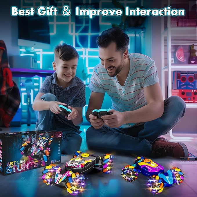 RC CarsGesture Sensing RC Stunt Car with Light &amp MusicCustom Command Operation4WD45° Driving360° Rotating2.4Ghz Remote Control Twist Car Toys for Kids Boys Age 4 5 6 7 8 9 10 11 12 Years Old