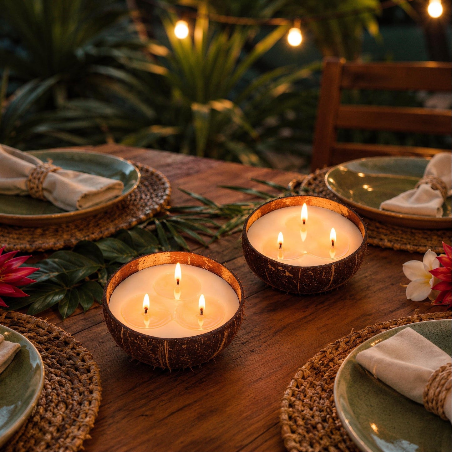 Viyffo 18oz Large Citronella Candles Outdoor, 3 Wick Citronella Candle, Natural Coconut Shell Jar, Non Toxic Soy Candle for Patio, Backyard, Deck & Camping, Rustic Decor Gift (with Fireproof Mat)