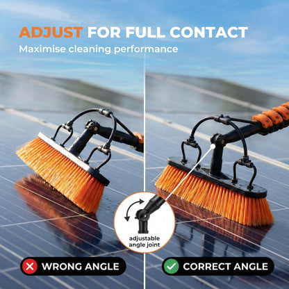 Briliantwerk Solar Panel Cleaning Brush with 20 ft Extension Pole – Water Fed Pole Brush with Soap Dispenser for Solar Panels, Windows & Siding – Heavy Duty, Streak-Free Solar Cleaning Kit