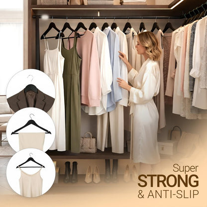 Utopia Home Premium Wooden Hangers 30 Pack - Durable & Slim Coat Hanger - Suit Hanger with 360-Degree Rotatable Hook - Wood Hangers with Shoulder Grooves (Black)