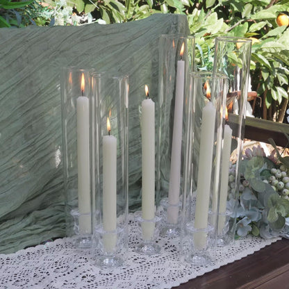 CHILL RECIPE Hurricane Glass Candle Holders-Set of 6 Tall Taper Candle Holder with 14” Tall Clear Cylinder Covers for Wedding Table Centerpiece Home Decor (Floral Base+Clear Chimney)