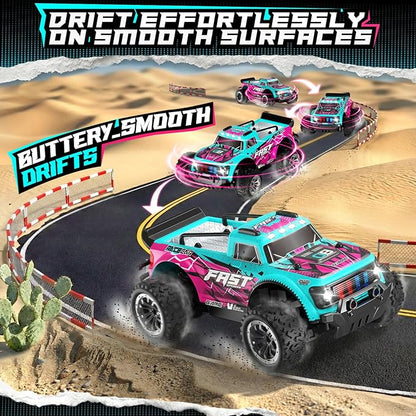 Remote Control Car 2WD Off-Road RC Cars 20 KM/H All-Terrain Rc Truck with Colorful LED Lights 2.4GHz 1/20 Remote Control Car for Boys 4-7 8-12 RC Gift Toys for Adults Girls