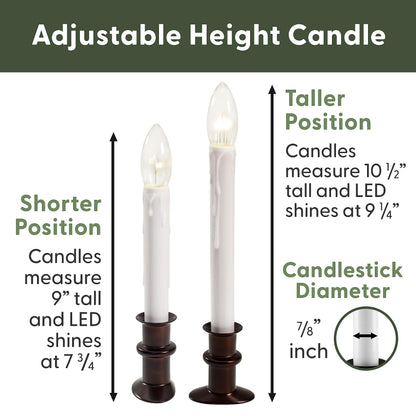 612 Vermont Ultra-Bright LED Window Candles with Timer, Battery Operated, Slim-Line Metal Base, VT-2813-AW-4R (Antique Bronze, Pack of 4)