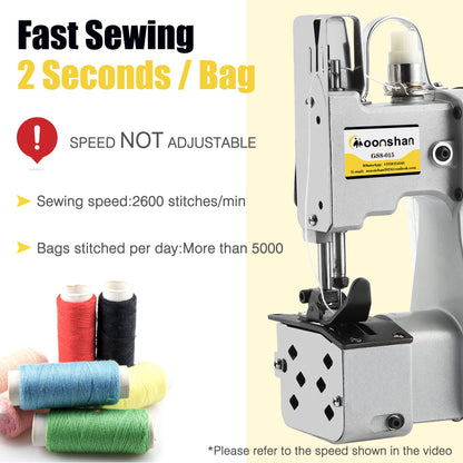 Moonshan Bag Sewing Machine 2s/bag Bag Closing Machine Portable Bag Closer 6.4Lbs Automatic Woven Bag Sewer Packing Machine for Packing Bags Non-woven Fabrics Leather