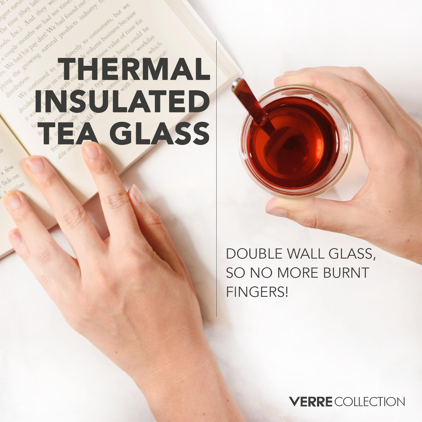 Verre Collection Turkish Tea Cups 4.25 oz, Lightweight Turkish Tea Glasses, Heat Resistant Double Wall Tea Cups, Insulated Turkish Tea Set of 2