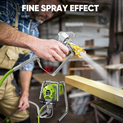 1200W Airless Paint Sprayer, 3300PSI High Efficiency Paint Sprayer Gun, Thinning-Free, with Extension Rod, Stand Airless Sprayer for Home Interior & House Exterior, Green