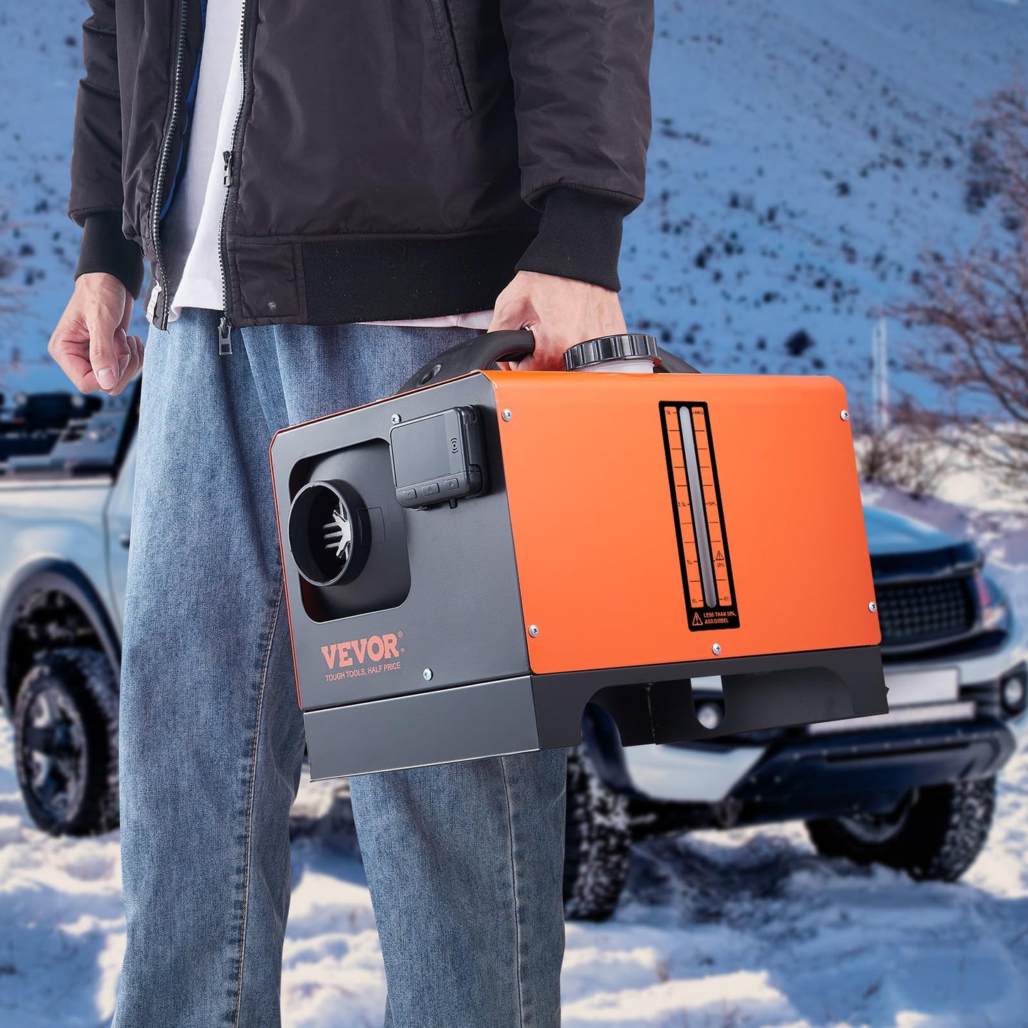 VEVOR Diesel Heater, 12V All-in-one Diesel Air Heater with Remote Control and LCD Display, 5L Fuel Tank Fast Heating Portable Diesel Parking Heater for RV, Truck, 8KW, Upgrade - APP Control, Orange