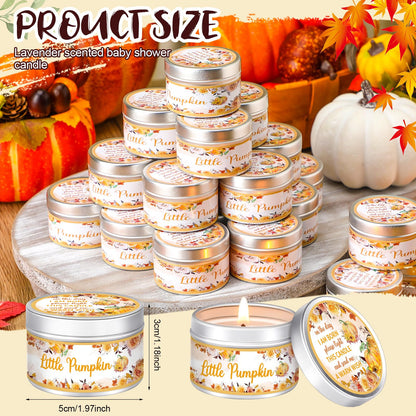 MTLEE 24 Pcs Fall Pumpkin Baby Shower Party Favors Candles Lavender Scented Baby Shower Favors for Guests Rustic Tealights Candles Gender Reveal Return Gifts(1.2 oz, Yellow)