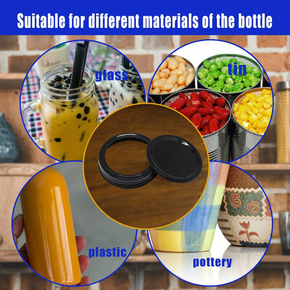 BENLIUDH Canning Lids and Rings, 2-3/4 Inches Reusable Mason Jar Lids Regular Mouth Compatible with Ball or Kerr Jars Set of 10 (10 Lids+10 Rings, Black)