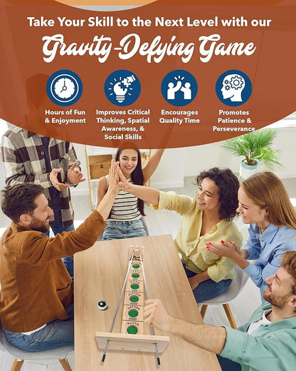 WE Games Shoot the Moon Game (20 Count) Large 18 inch Size Solid Natural Wood Retro Games for Adults Classic Table Top Board Game