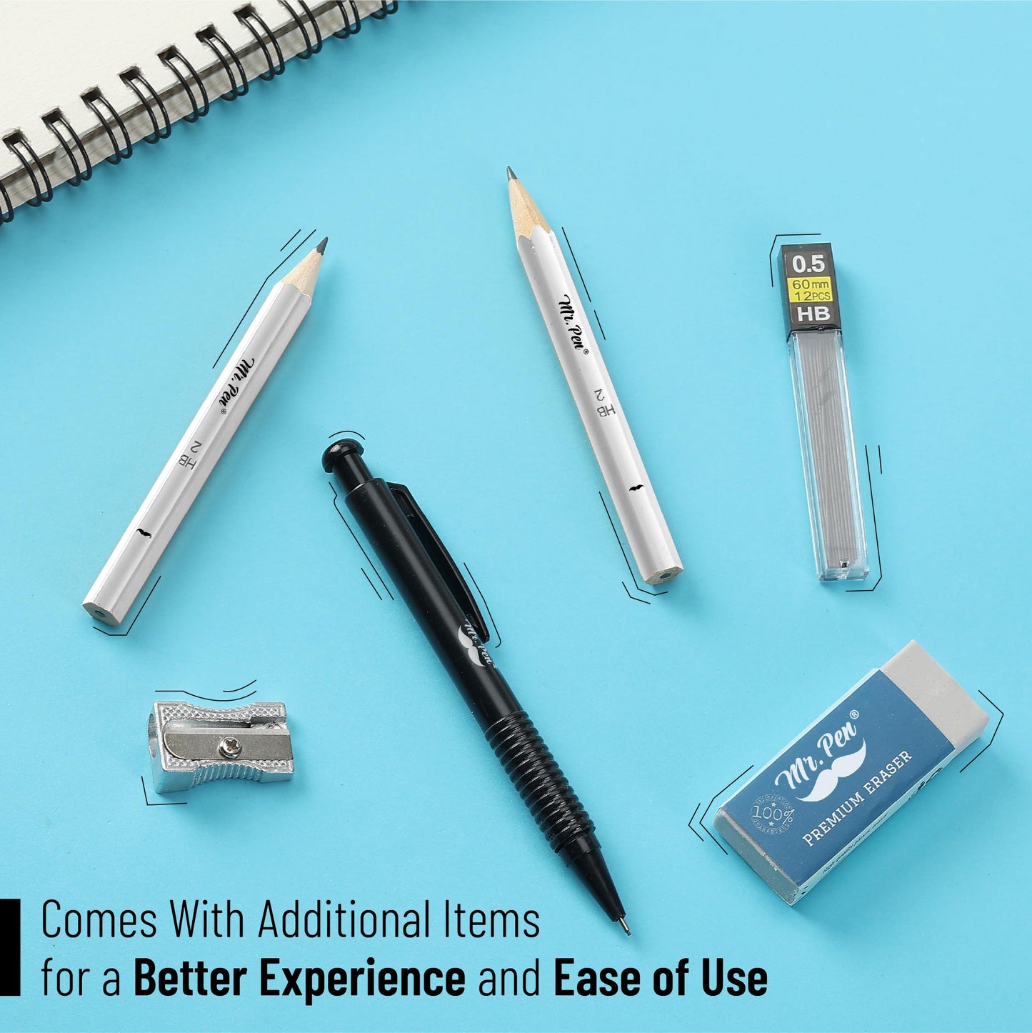 Mr. Pen- Geometry Set, 15 pcs, Light Blue, 6 Inch Swing Arm Protractor, Divider, Set Squares, Ruler, Compasses and Protractor