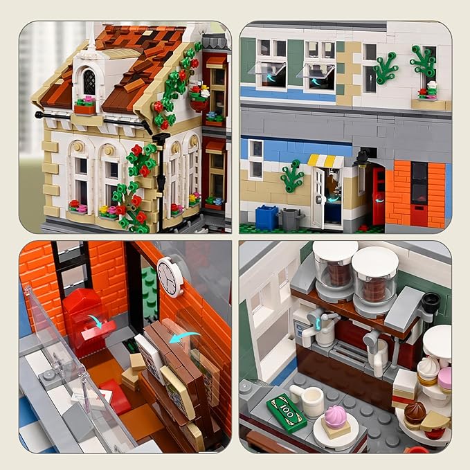 ZenithFlow Street View Building Blocks Kit Brick Square Mini Blocks Construction Toys European Architecture Model House Store Building Set Idea Gifts Home Decoration Collection for Adults 3299 PCS