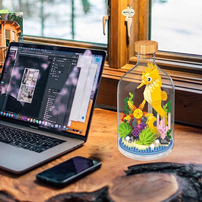 Creative Fish Toy Building SetAdult Mini Animal Friend SetParty Favors Gift for FriendsAnimal Lovers Office Home Decor Building BlockNew Year Easter Birthday Gift for Family(Seahorse)