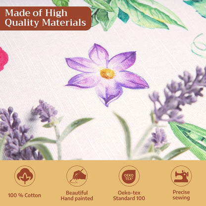 Maison d' Hermine Table Cloth Rectangle Table 100% Cotton 60 x 90 Inches Tablecloth Reusable Decorative for Dining Kitchen Room Farmhouse Home Gifts for Mothers Day Spring Summer - Giverny