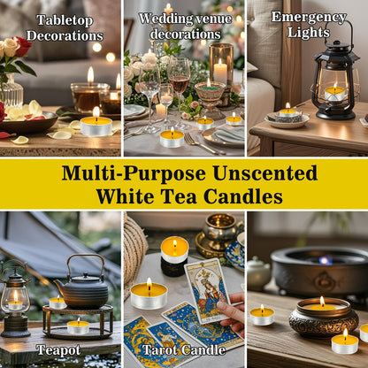 Yellow Tea Lights Candles Set - MAQIHAN Mini Tealight Candles Set Votive Soy Candle with Cotton Wick for Home Decoration, Wedding, Emergencies, 25pcs