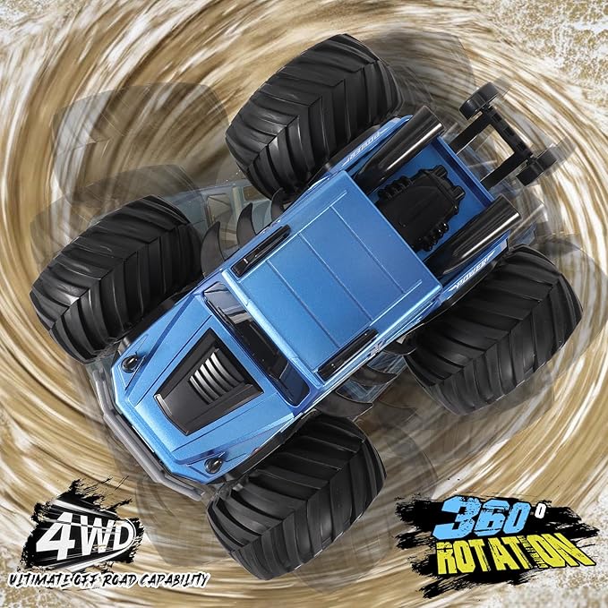 HENGI Amphibious Remote Control Car RC Monster Truck 2.4GHZ 1:16 Waterproof All-Terrain Off-Road RC Cars Toys Pool Toys Gifts for Boys and Girls Age 8-12 (Blue)