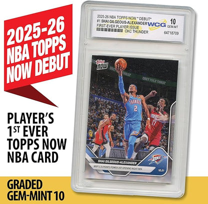 2025 NBA Topps Now Debut SHAI GILGEOUS-Alexander SGA Oklahoma City Thunder 1st Player Issue Card #1 - Graded GEM-Mint 10